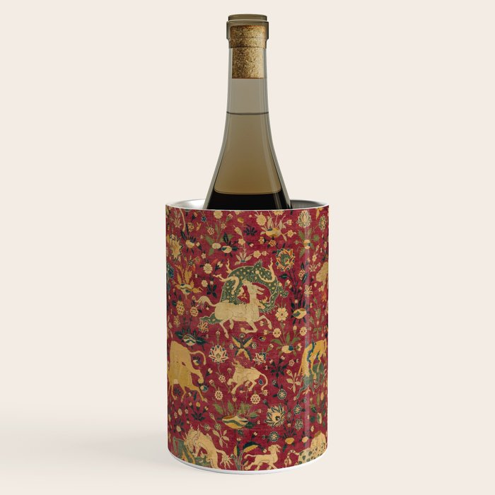 Antique Animal Jungle Persian Oriental Rug Wine Chiller Gallery Image 1