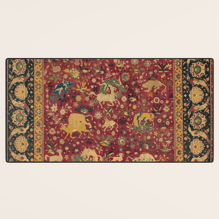 Antique Animal Jungle Persian Oriental Rug Desk Mat Gallery Image 3