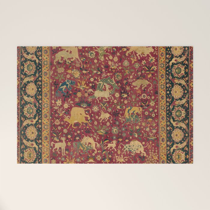 Antique Animal Jungle Persian Oriental Rug Welcome Mat Gallery Image 1