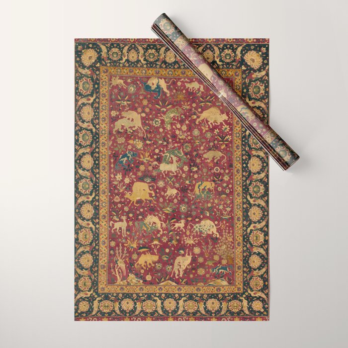 Antique Animal Jungle Persian Oriental Rug Wrapping Paper Gallery Image 1