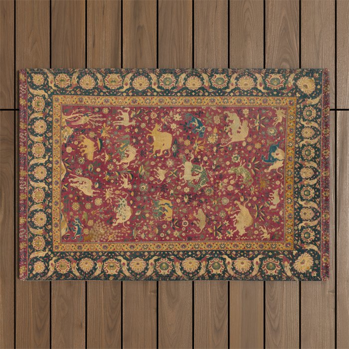 Antique Animal Jungle Persian Oriental Rug Outdoor Rug Gallery Image 1