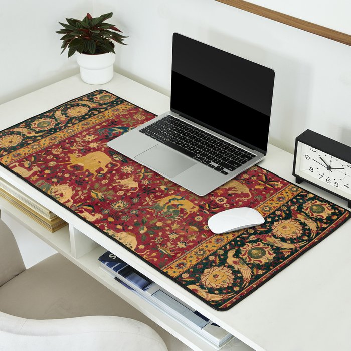 Antique Animal Jungle Persian Oriental Rug Desk Mat Gallery Image 2