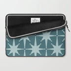 Mid Century Modern Atomic Starbursts Teal Celadon Small Pattern Laptop Sleeve Gallery Image 2