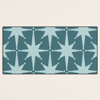 Mid Century Modern Atomic Starbursts Teal Celadon Small Pattern Desk Mat Gallery Image 3