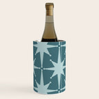 Mid Century Modern Atomic Starbursts Teal Celadon Small Pattern Wine Chiller Gallery Image 2