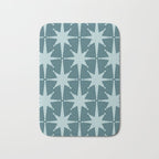 Mid Century Modern Atomic Starbursts Teal Celadon Small Pattern Bath Mat Gallery Image 1