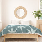 Mid Century Modern Atomic Starbursts Teal Celadon Small Pattern Duvet Cover Gallery Image 3