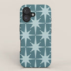 Mid Century Modern Atomic Starbursts Teal Celadon Small Pattern iPhone Case Gallery Image 1