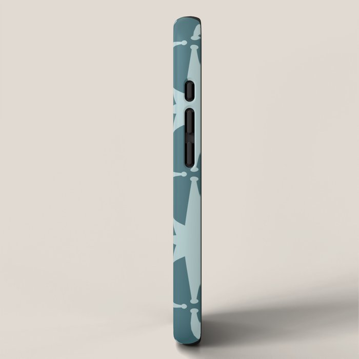 Mid Century Modern Atomic Starbursts Teal Celadon Small Pattern iPhone Case Gallery Image 2