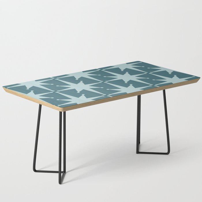 Mid Century Modern Atomic Starbursts Teal Celadon Small Pattern Coffee Table Gallery Image 1
