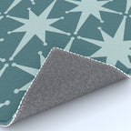 Mid Century Modern Atomic Starbursts Teal Celadon Small Pattern Rug Gallery Image 4
