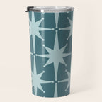 Mid Century Modern Atomic Starbursts Teal Celadon Small Pattern Travel Mug Gallery Image 3