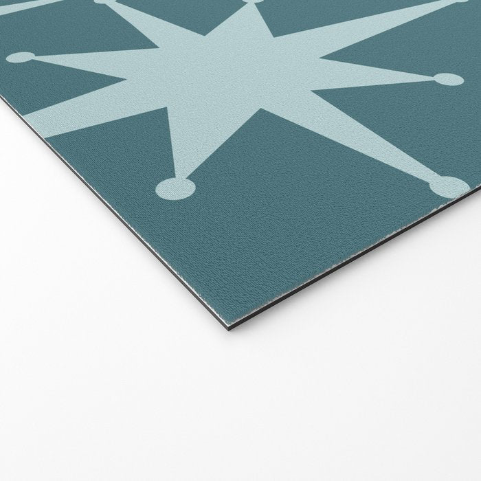 Mid Century Modern Atomic Starbursts Teal Celadon Small Pattern Welcome Mat Gallery Image 2