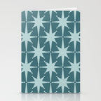 Mid Century Modern Atomic Starbursts Teal Celadon Small Pattern Stationery Card Gallery Image 2