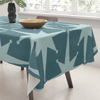 Mid Century Modern Atomic Starbursts Teal Celadon Small Pattern Tablecloth Gallery Image 3
