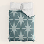 Mid Century Modern Atomic Starbursts Teal Celadon Small Pattern Comforter Gallery Image 6