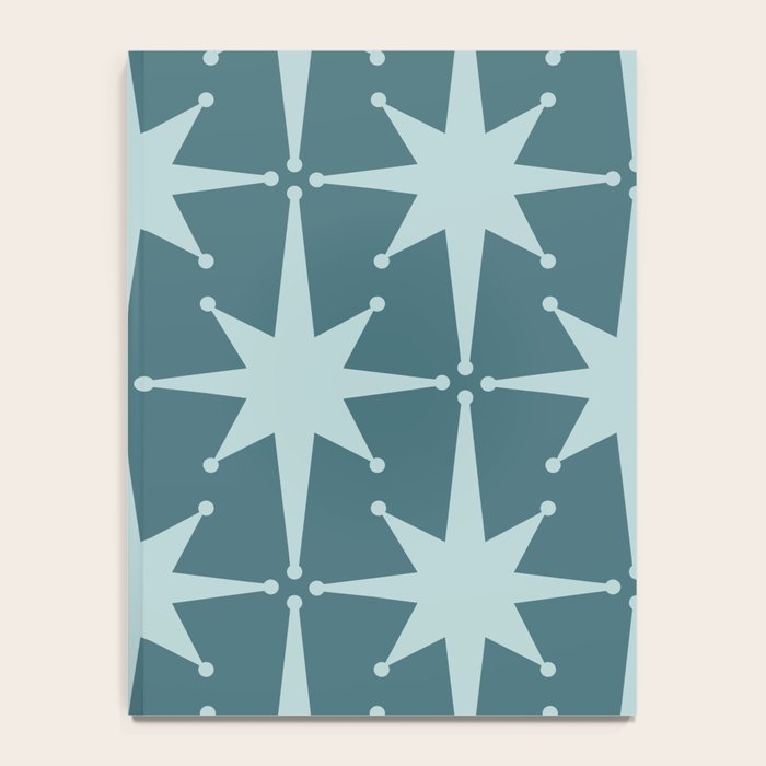 Mid Century Modern Atomic Starbursts Teal Celadon Small Pattern Notebook Gallery Image 4