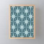 Mid Century Modern Atomic Starbursts Teal Celadon Small Pattern Mini Art Print Gallery Image 1