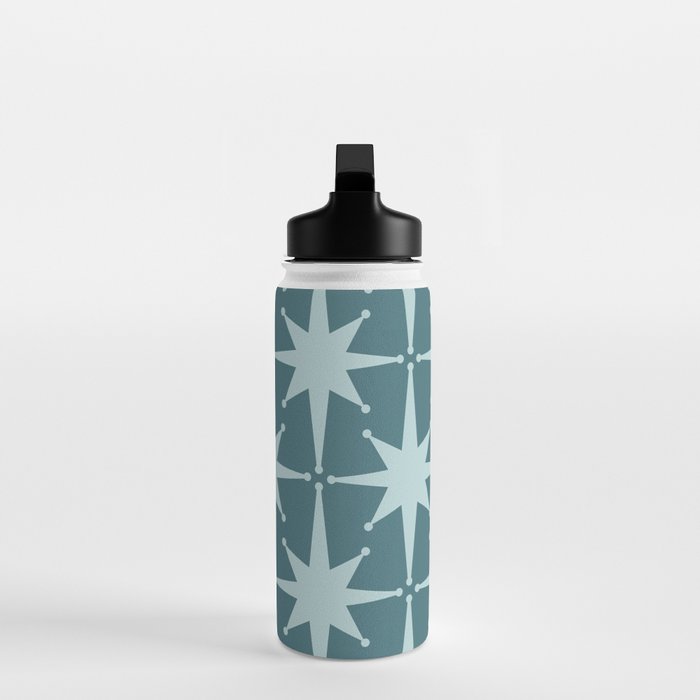 Mid Century Modern Atomic Starbursts Teal Celadon Small Pattern Water Bottle Gallery Image 3