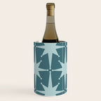 Mid Century Modern Atomic Starbursts Teal Celadon Small Pattern Wine Chiller Gallery Image 1