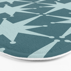 Mid Century Modern Atomic Starbursts Teal Celadon Small Pattern Bath Mat Gallery Image 3