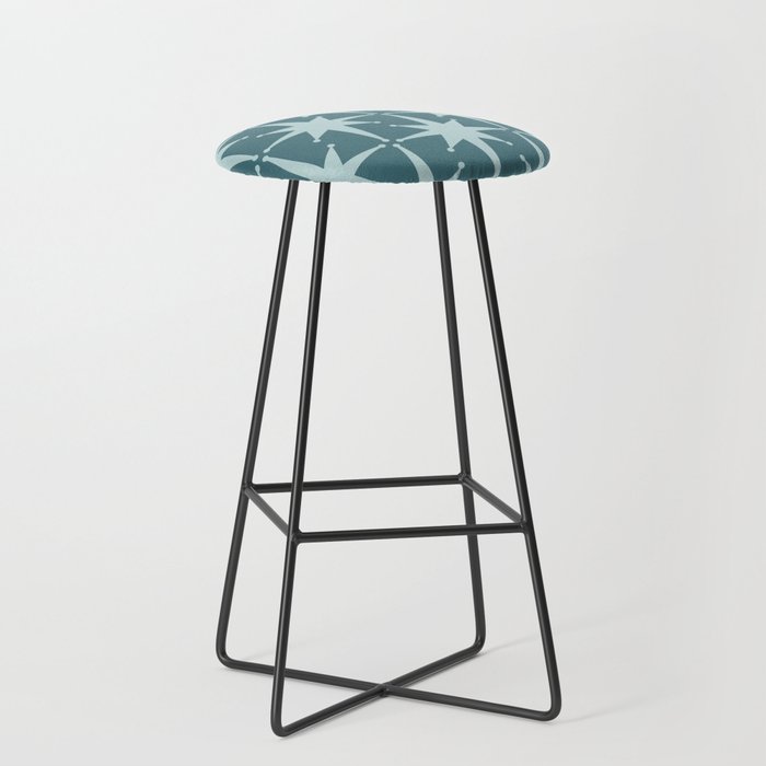 Mid Century Modern Atomic Starbursts Teal Celadon Small Pattern Stool Gallery Image 1