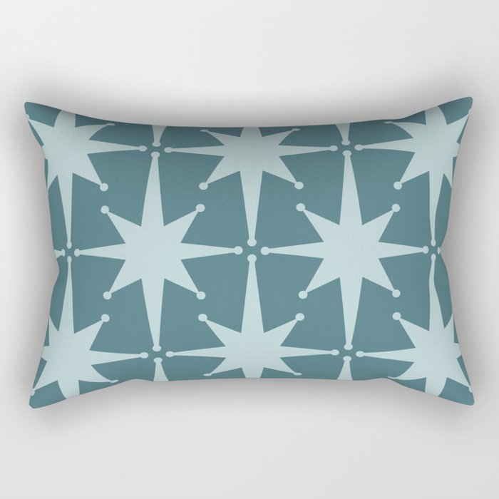 Mid Century Modern Atomic Starbursts Teal Celadon Small Pattern Rectangular Pillow Gallery Image 1