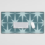 Mid Century Modern Atomic Starbursts Teal Celadon Small Pattern Desk Mat Gallery Image 1