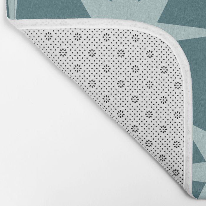 Mid Century Modern Atomic Starbursts Teal Celadon Small Pattern Bath Mat Gallery Image 2