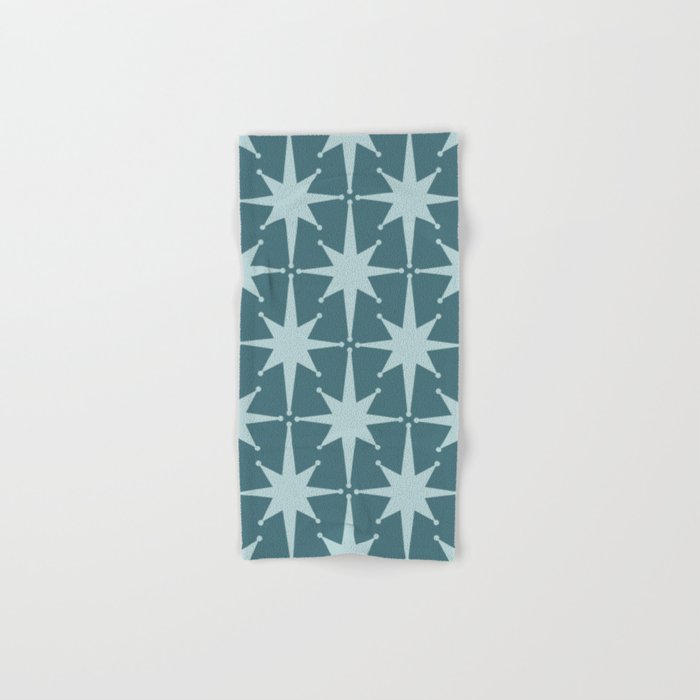 Mid Century Modern Atomic Starbursts Teal Celadon Small Pattern Bath Towel Gallery Image 1