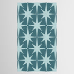 Mid Century Modern Atomic Starbursts Teal Celadon Small Pattern Tablecloth Gallery Image 2