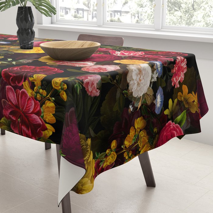 Dutch Vintage Midnight Flower Garden Tablecloth Gallery Image 3