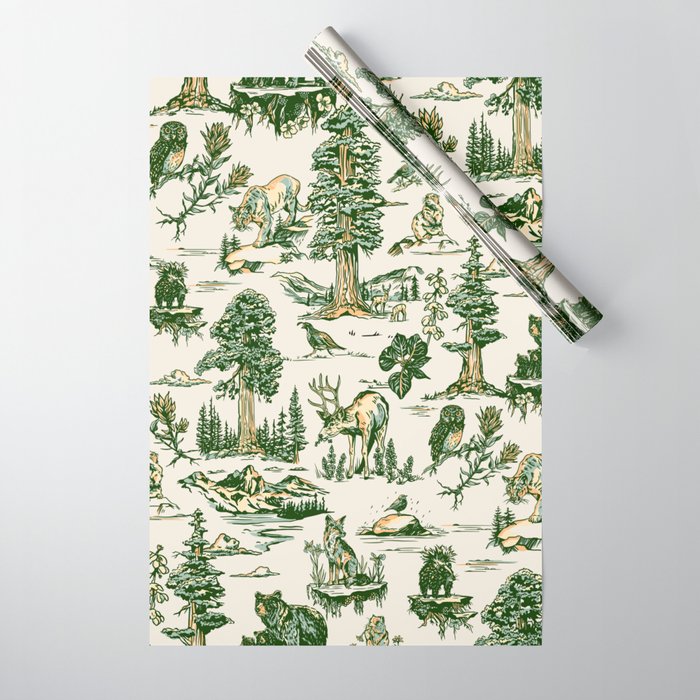 Sequoia National Park California Vintage Travel Art Pattern Wrapping Paper Gallery Image 1