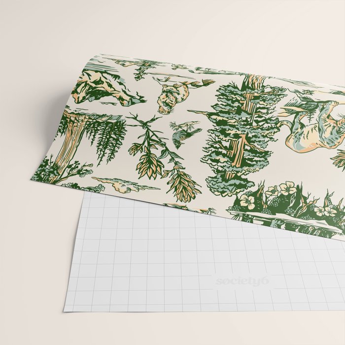 Sequoia National Park California Vintage Travel Art Pattern Wrapping Paper Gallery Image 2