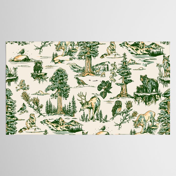Sequoia National Park California Vintage Travel Art Pattern Tablecloth Gallery Image 2