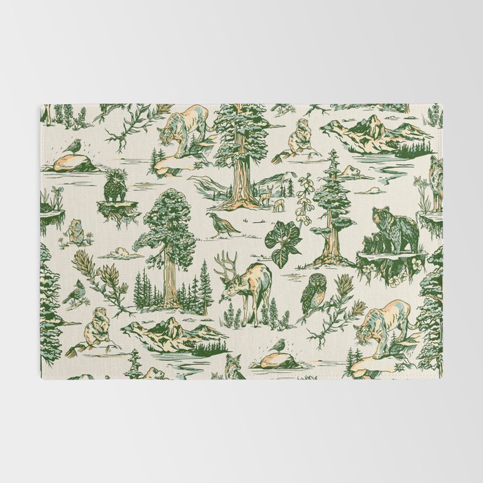 Sequoia National Park California Vintage Travel Art Pattern Rug Gallery Image 2