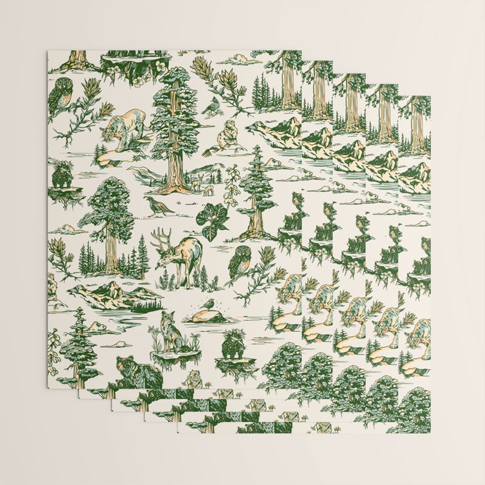 Sequoia National Park California Vintage Travel Art Pattern Wrapping Paper Gallery Image 3