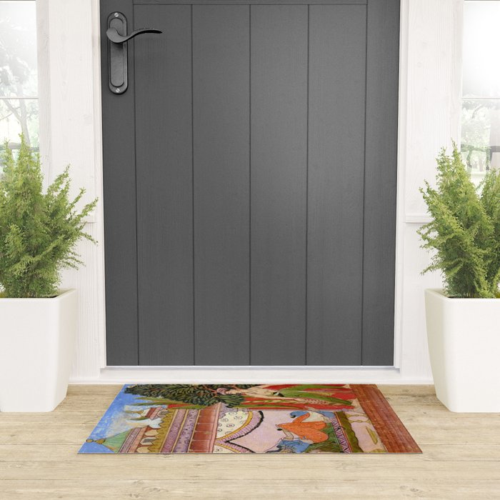 Lovers Indian Miniature Painted Illustration Welcome Mat Gallery Image 3