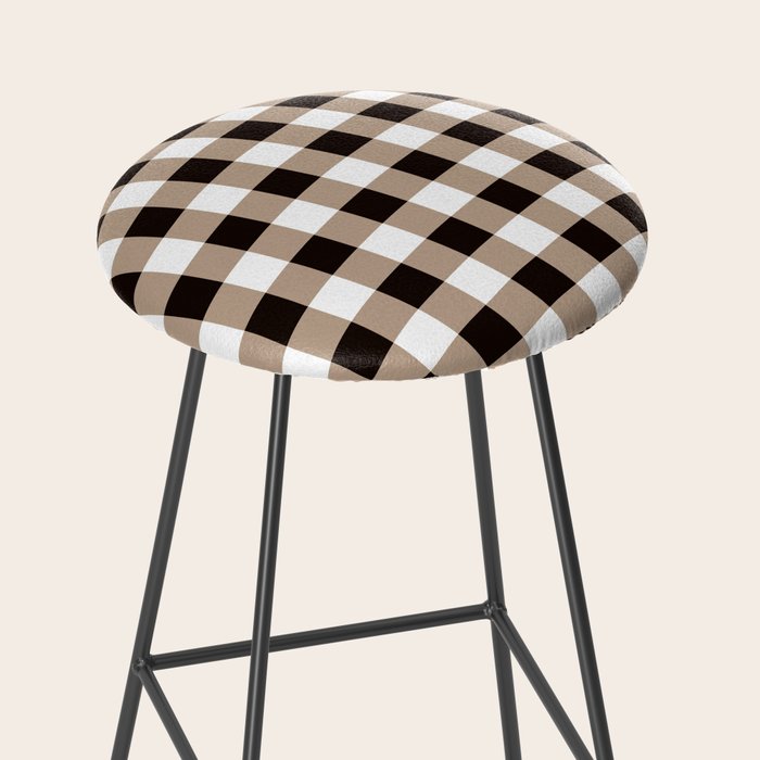 Gingham Large Tan Black White Stool Gallery Image 2