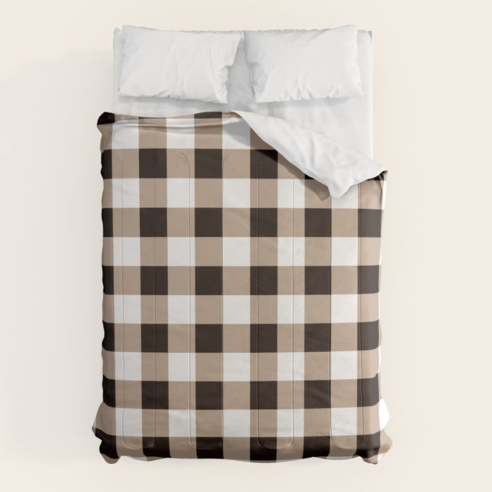 Gingham Large Tan Black White Comforter Gallery Image 6