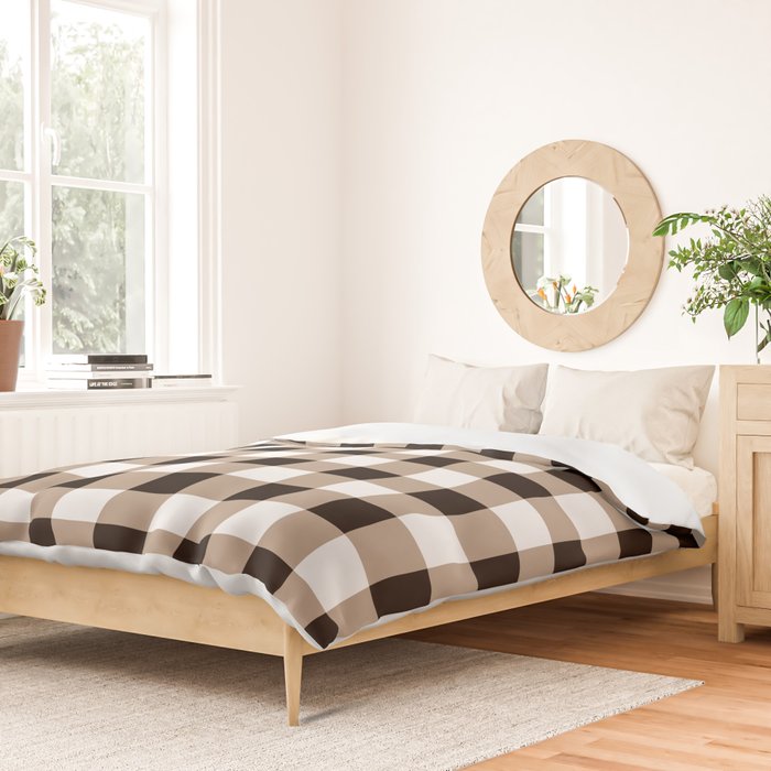 Gingham Large Tan Black White Duvet Cover Gallery Image 2