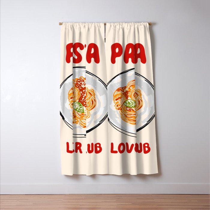 Pasta Lover Club - Italian Spaghetti Illustration Window Curtain Gallery Image 3