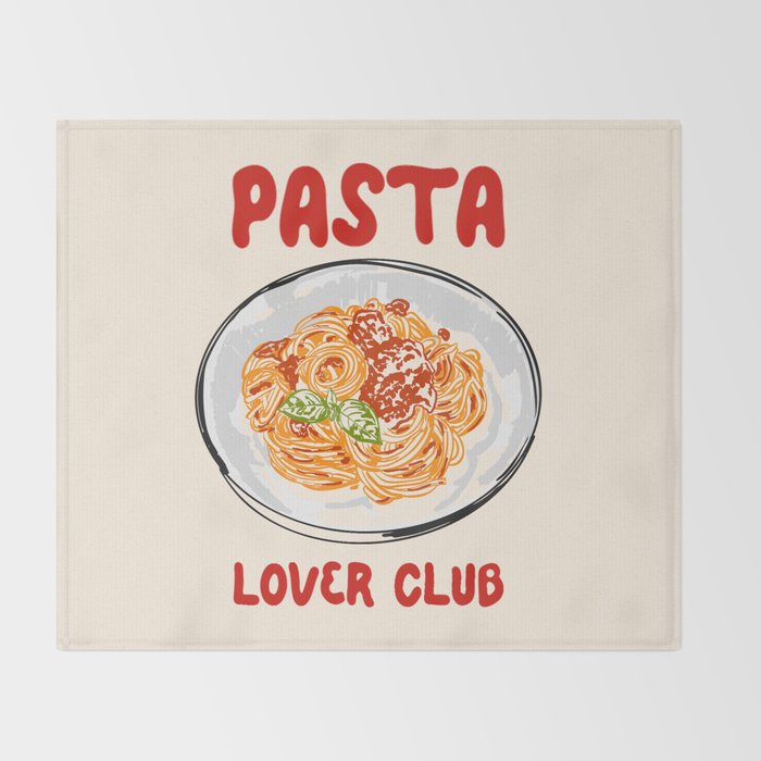 Pasta Lover Club - Italian Spaghetti Illustration Throw Blanket Gallery Image 2