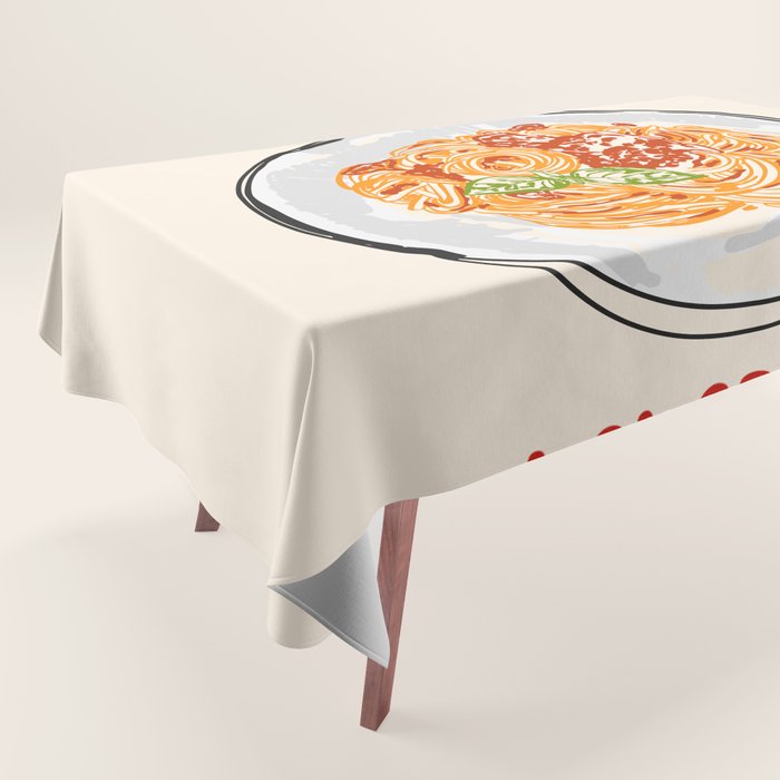 Pasta Lover Club - Italian Spaghetti Illustration Tablecloth Gallery Image 1