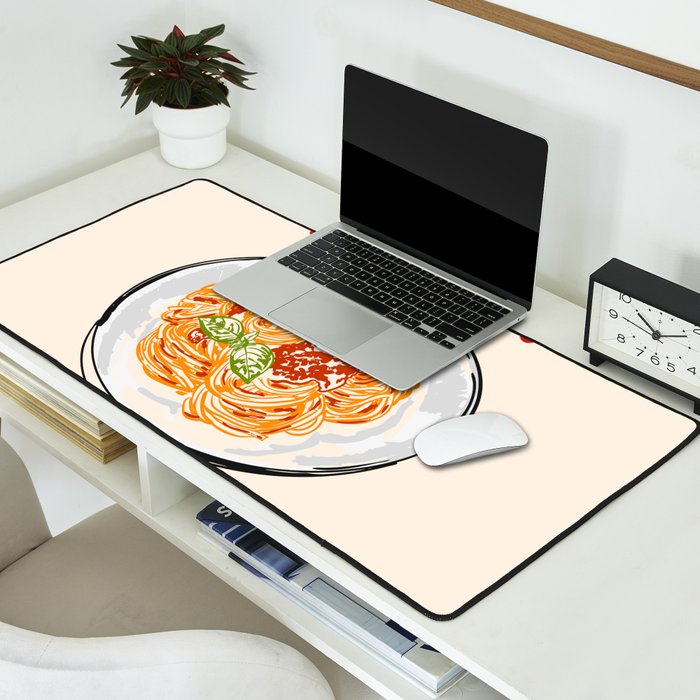 Pasta Lover Club - Italian Spaghetti Illustration Desk Mat Gallery Image 2