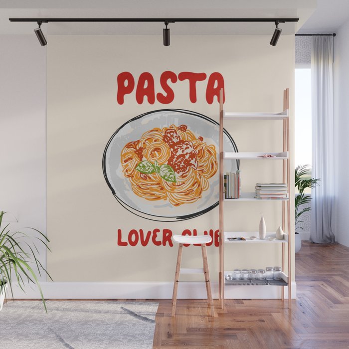Pasta Lover Club - Italian Spaghetti Illustration Wall Mural Gallery Image 1