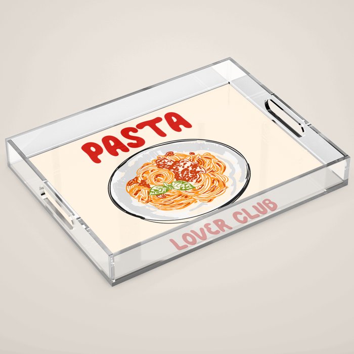 Pasta Lover Club - Italian Spaghetti Illustration Acrylic Tray Gallery Image 1
