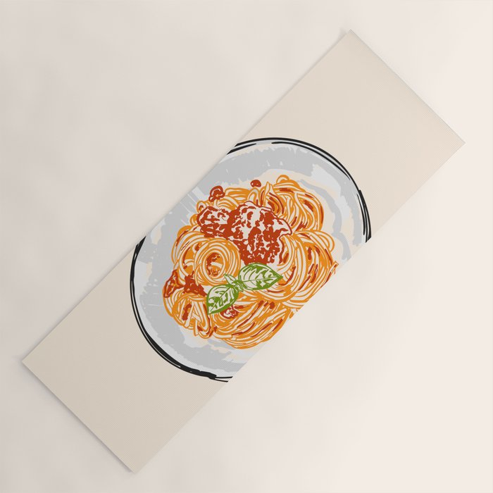 Pasta Lover Club - Italian Spaghetti Illustration Yoga Mat Gallery Image 1