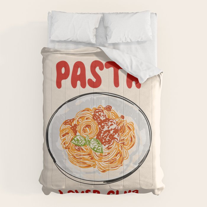 Pasta Lover Club - Italian Spaghetti Illustration Comforter Gallery Image 6