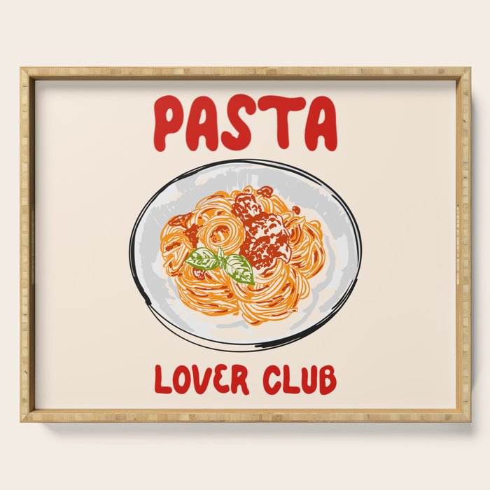Pasta Lover Club - Italian Spaghetti Illustration Serving Tray Gallery Image 1